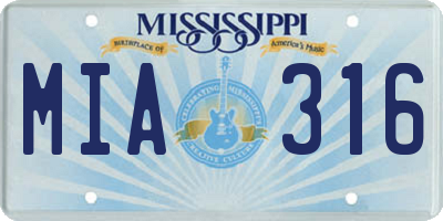 MS license plate MIA316