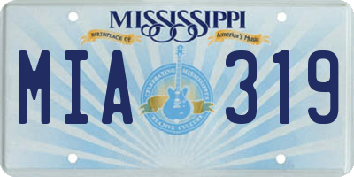 MS license plate MIA319