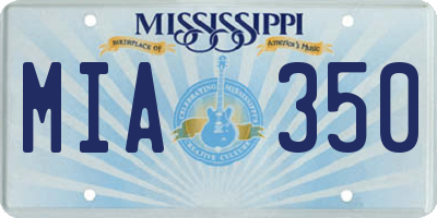 MS license plate MIA350