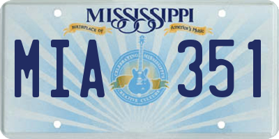MS license plate MIA351