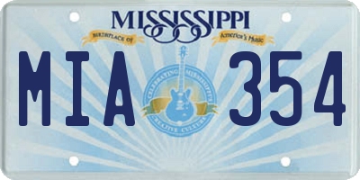 MS license plate MIA354