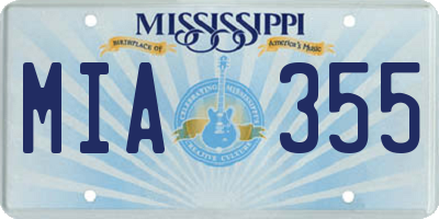 MS license plate MIA355