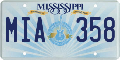 MS license plate MIA358