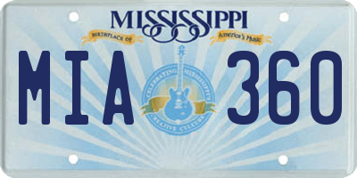 MS license plate MIA360