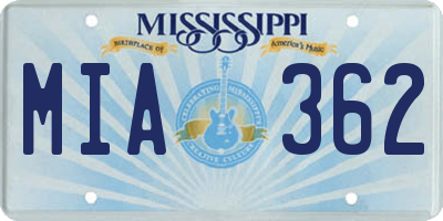 MS license plate MIA362