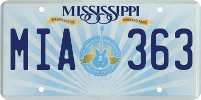 MS license plate MIA363