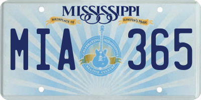 MS license plate MIA365