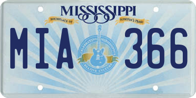 MS license plate MIA366