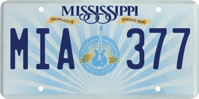 MS license plate MIA377
