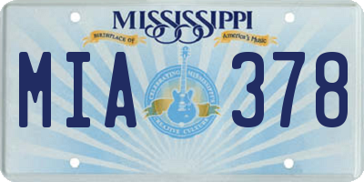 MS license plate MIA378