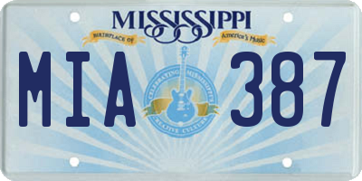 MS license plate MIA387