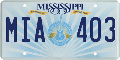 MS license plate MIA403