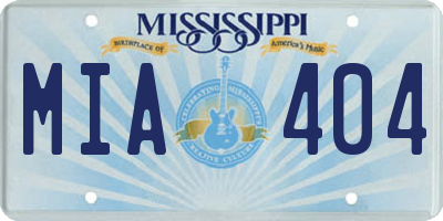 MS license plate MIA404