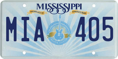 MS license plate MIA405