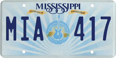 MS license plate MIA417
