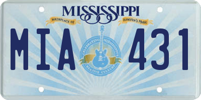 MS license plate MIA431