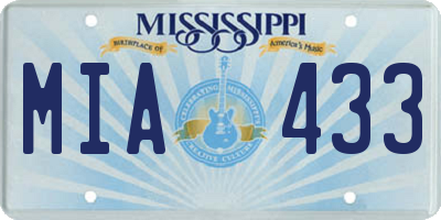 MS license plate MIA433