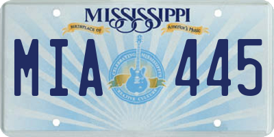 MS license plate MIA445