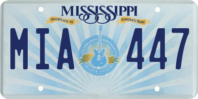 MS license plate MIA447