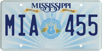 MS license plate MIA455