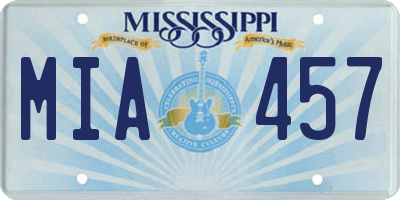 MS license plate MIA457