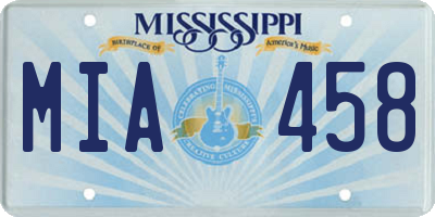 MS license plate MIA458