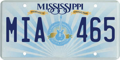 MS license plate MIA465