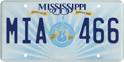 MS license plate MIA466