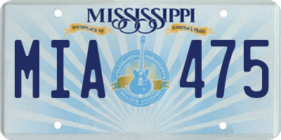 MS license plate MIA475
