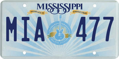 MS license plate MIA477