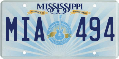 MS license plate MIA494