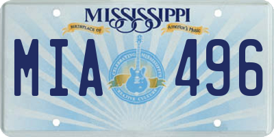MS license plate MIA496