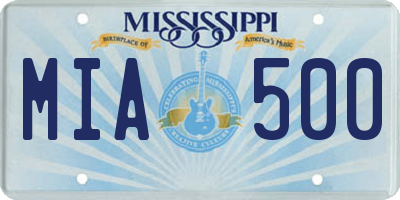 MS license plate MIA500