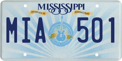MS license plate MIA501