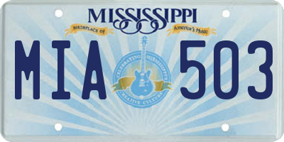 MS license plate MIA503