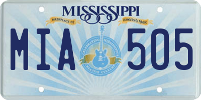 MS license plate MIA505