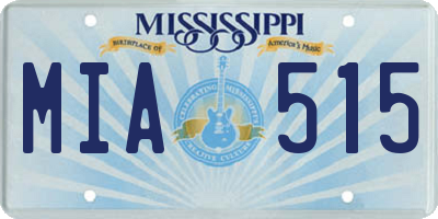 MS license plate MIA515