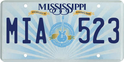 MS license plate MIA523