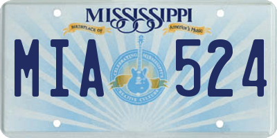 MS license plate MIA524