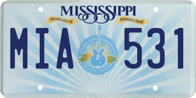 MS license plate MIA531