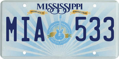 MS license plate MIA533