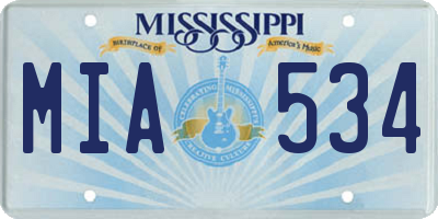 MS license plate MIA534