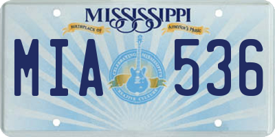 MS license plate MIA536