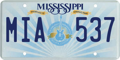 MS license plate MIA537