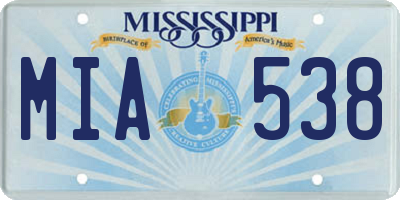 MS license plate MIA538