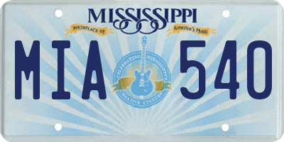 MS license plate MIA540