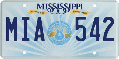 MS license plate MIA542