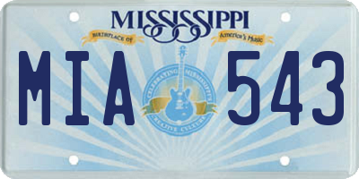 MS license plate MIA543