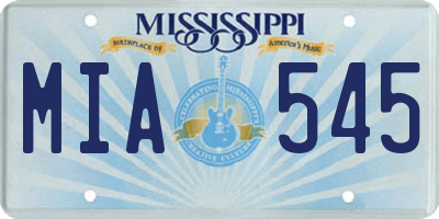 MS license plate MIA545