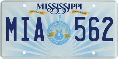 MS license plate MIA562